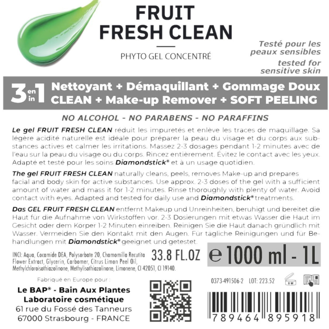 Gel Démaquillant Nettoyant Acides de Fruits 3en1 AHA - 1L